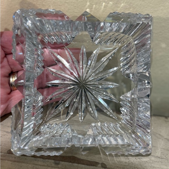Vintage MCM Square Cut Lead Crystal Glass Ashtray - Picture 1 of 7